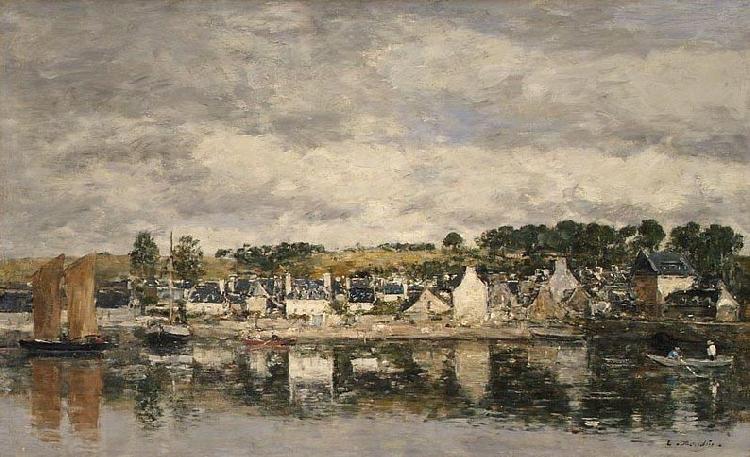 Eugene Boudin Village by a River China oil painting art